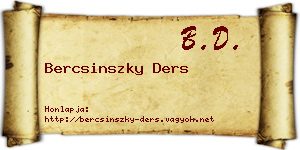 Bercsinszky Ders névjegykártya